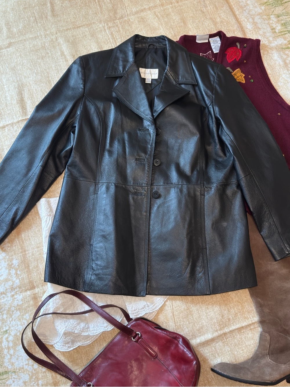 Worthington Classic Black Leather Blazer Jacket - Women